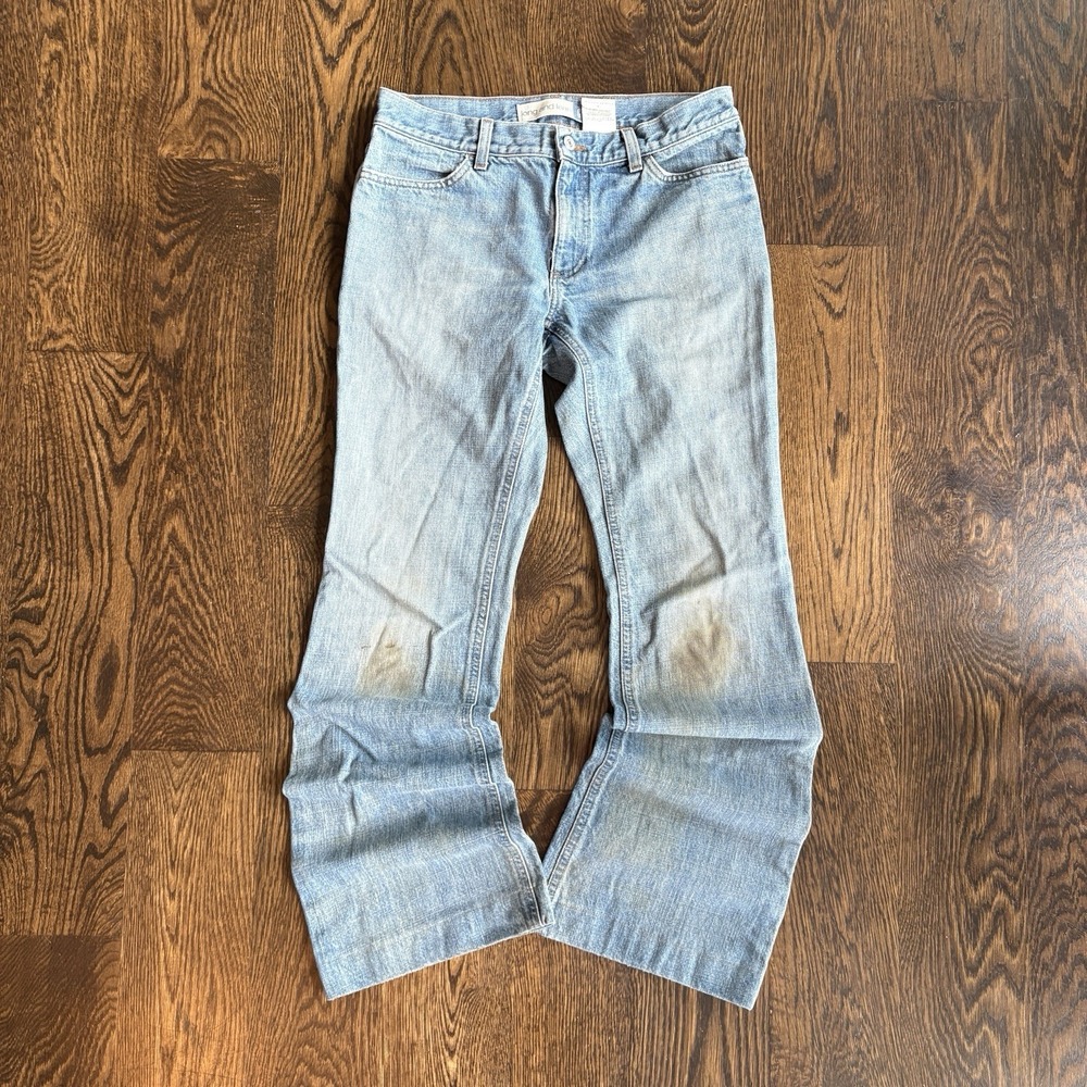 VTG Gap Long and Lean Flare Jeans Size 6 Ankle Blue Denim Distressed Y2K 30x31